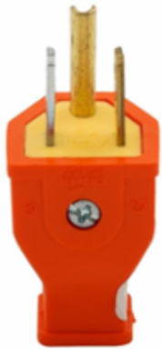 Straight Blade Plug, 15A, 125V, NEMA 5-15P, #14 AWG, Orange