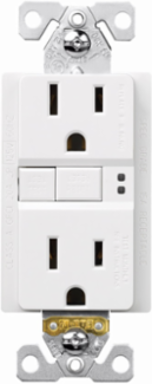 Eaton GFCI receptacle,Self-test,#14 - 10 AWG,15A,Residential,Commercial,Flush,125 V,GFCI,Back and side wire,White,Brass,Receptacle,Polycarbonate,5-15R,Two-pole,Three-wire,Two-pole, three-wire, grounding