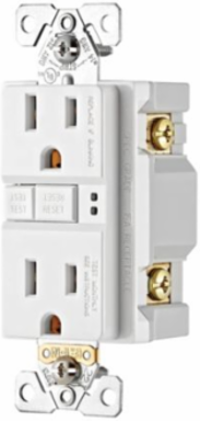 Eaton GFCI receptacle,Self-test,#14 - 10 AWG,15A,Residential,Commercial,Flush,125 V,GFCI,Back and side wire,White,Brass,Receptacle,Polycarbonate,5-15R,Two-pole,Three-wire,Two-pole, three-wire, grounding