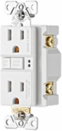 Eaton GFCI receptacle,Self-test,#14 - 10 AWG,15A,Residential,Commercial,Flush,125 V,GFCI,Back and side wire,White,Brass,Receptacle,Polycarbonate,5-15R,Two-pole,Three-wire,Two-pole, three-wire, grounding