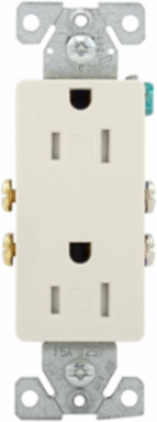 Decorator Duplex Receptacle, Tamper-Resistant, 15A, 125V, NEMA 5-15R, Light Almond (TR1107LA)