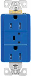 TVSS Surge Protection Receptacle, 15A, 125V, 560J, Duplex, 5-15R, Blue, LED Indicators & Alarm