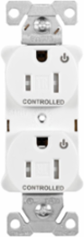 Eaton Arrow Hart heavy duty industrial specification grade duplex receptacle, Tamper resistant,auto-grounding, Dual control, #14-10 AWG, 15A, Flush, 125V, White, Brass, Impact-resistant thermoplastic face,PVC body, 5-15R, 2-pole, 3-wire, ,