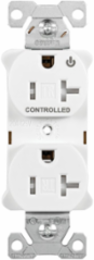 Eaton Arrow Hart heavy duty industrial specification grade duplex receptacle, Tamper resistant,auto-grounding, Half control, #14-10 AWG, 20A, Flush, 125V, White, Brass, Impact-resistant thermoplastic face,PVC body, 5-20R, 2-pole, 3-wire, ,