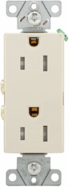 Decorator Duplex Receptacle, Tamper-Resistant, 15A, 125V, NEMA 5-15R, Light Almond (TR6252LA-BOX)