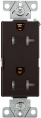 Decorator Duplex Receptacle, Tamper Resistant, 20A, 125V, 5-20R, Brown