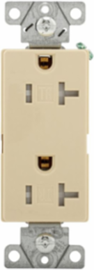 Decorator Duplex Receptacle, Tamper Resistant, 20A, 125V, 5-20R, Ivory