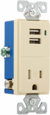Eaton combination USB charger with receptacle