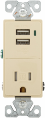 Eaton combination USB charger with receptacle