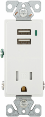 Combination USB Charger with Receptacle