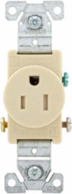 Tamper-Resistant Receptacle, Single, 15A, 125V, NEMA 5-15R, Ivory