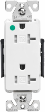 Eaton Arrow Hart extra heavy-duty h — Color: White, Face/Body Material: PVC body Impact-resistant nylon face, Features: Terminal guards Tamper resistant Auto-grounding, Allowable Wire Size: Side or Back Wiring :#10-14 Copper or Copper Clad Aluminum, Amperage Rating: 20A