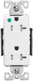 Eaton Arrow Hart extra heavy-duty h — Color: White, Face/Body Material: PVC body Impact-resistant nylon face, Features: Terminal guards Tamper resistant Auto-grounding, Allowable Wire Size: Side or Back Wiring :#10-14 Copper or Copper Clad Aluminum, Amperage Rating: 20A