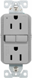 Slim AFCI Receptacle, Tamper Resistant, 15A, 125V, NEMA 5-15R, Gray