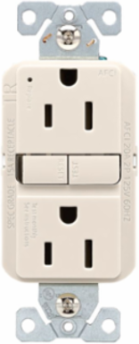 Slim AFCI Receptacle, Tamper Resistant, 15A, 125V, NEMA 5-15R, Light Almond