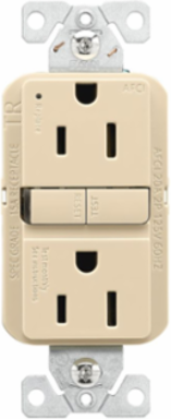 Slim AFCI Receptacle, Tamper Resistant, 15A, 125V, NEMA 5-15R, Ivory