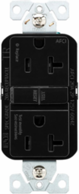 Slim AFCI Receptacle, Tamper Resistant, 20A, 125V, NEMA 5-20R, Black