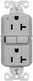 Slim AFCI Receptacle, Tamper Resistant, 20A, 125V, NEMA 5-20R, Gray