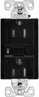 AFCI Receptacle, Tamper Resistant, 15A, 125V, NEMA 5-15R, Black