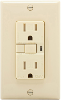 AFCI Receptacle, Tamper Resistant, 15A, 125V, NEMA 5-15R, Ivory