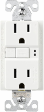 Eaton AFGF receptacle,Tamper resistant,Self-test,#14 - 10 AWG,15A,Residential,Commercial,Flush,125 V,AFGF,Back and side wire,White,Brass,Receptacle,Tamper resistant,Polycarbonate,5-15R,Two-pole, three-wire, grounding