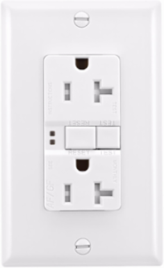 Eaton AFGF receptacle,Tamper resistant,Self-test,#14 - 10 AWG,20A,Residential,Commercial,Flush,125 V,AFGF,Back and side wire,White,Brass,Receptacle,Tamper resistant,Polycarbonate,5-20R,Two-pole, three-wire, grounding