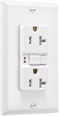 Eaton AFGF receptacle,Tamper resistant,Self-test,#14 - 10 AWG,20A,Residential,Commercial,Flush,125 V,AFGF,Back and side wire,White,Brass,Receptacle,Tamper resistant,Polycarbonate,5-20R,Two-pole, three-wire, grounding