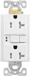 Eaton AFGF receptacle,Tamper resistant,Self-test,#14 - 10 AWG,20A,Residential,Commercial,Flush,125 V,AFGF,Back and side wire,White,Brass,Receptacle,Tamper resistant,Polycarbonate,5-20R,Two-pole, three-wire, grounding