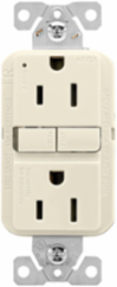 Slim AFGF Receptacle, Self-Test, Tamper-Resistant, 15A, 125V, NEMA 5-15R, Light Almond