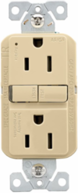 AFGF Receptacle, Slim, Tamper Resistant, Self-Test, 15A, 125V, 5-15R, Ivory (TRAG15V)