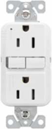 AFGF Receptacle, Slim, Tamper Resistant, Self-Test, 15A, 125V, 5-15R, White (TRAG15W)