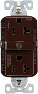 AFGF Receptacle, Slim, Tamper Resistant, Self-Test, 20A, 125V, 5-20R, Brown