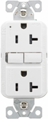 AFGF Receptacle, Slim, Tamper Resistant, Self-Test, 20A, 125V, 5-20R, White