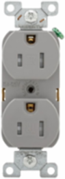 Duplex Receptacle, Commercial Spec Grade, Tamper Resistant, 15A, 125V, 5-15R, Gray