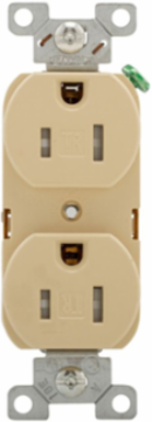 Duplex Receptacle, Commercial Spec Grade, Tamper Resistant, 15A, 125V, 5-15R, Ivory