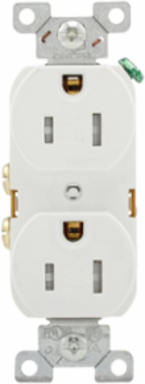 Duplex Receptacle, Commercial Spec Grade, Tamper Resistant, 15A, 125V, 5-15R, White (TRBR15W-BXSP)