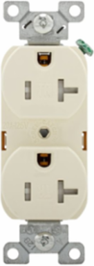Duplex Receptacle, Commercial Spec Grade, Tamper Resistant, 20A, 125V, 5-20R, Almond