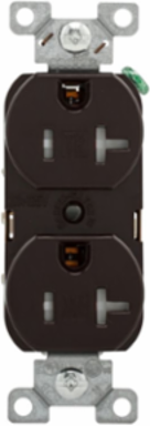Duplex Receptacle, Commercial Spec Grade, Tamper Resistant, 20A, 125V, 5-20R, Brown