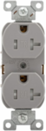 Duplex Receptacle, Commercial Spec Grade, Tamper Resistant, 20A, 125V, 5-20R, Gray