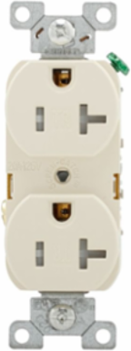 Duplex Receptacle, Commercial Spec Grade, Tamper Resistant, 20A, 125V, 5-20R, Light Almond
