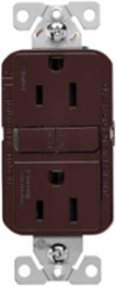 GFCI Receptacle, Tamper-Resistant, Slim, Self-Test, 15A, 125V, NEMA 5-15R, Brown