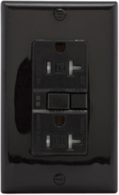 Eaton GFCI receptacle,Tamper resistant,Self-test,#14 - 10 AWG,20A,Residential,Commercial,Flush,125 V,GFCI,Back and side wire,Black,Brass,Receptacle,Tamper resistant,Polycarbonate,5-20R,Two-pole, three-wire, grounding