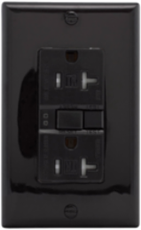 Eaton GFCI receptacle,Tamper resistant,Self-test,#14 - 10 AWG,20A,Residential,Commercial,Flush,125 V,GFCI,Back and side wire,Black,Brass,Receptacle,Tamper resistant,Polycarbonate,5-20R,Two-pole, three-wire, grounding