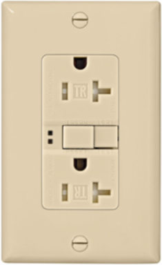 Eaton GFCI receptacle,Tamper resistant,Self-test,#14 - 10 AWG,20A,Residential,Commercial,Flush,125 V,GFCI,Back and side wire,Ivory,Brass,Receptacle,Tamper resistant,Polycarbonate,5-20R,Two-pole, three-wire, grounding