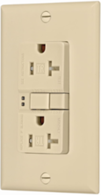 Eaton GFCI receptacle,Tamper resistant,Self-test,#14 - 10 AWG,20A,Residential,Commercial,Flush,125 V,GFCI,Back and side wire,Ivory,Brass,Receptacle,Tamper resistant,Polycarbonate,5-20R,Two-pole, three-wire, grounding