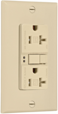 Eaton GFCI receptacle,Tamper resistant,Self-test,#14 - 10 AWG,20A,Residential,Commercial,Flush,125 V,GFCI,Back and side wire,Ivory,Brass,Receptacle,Tamper resistant,Polycarbonate,5-20R,Two-pole, three-wire, grounding