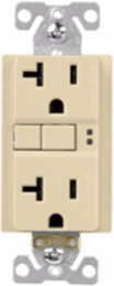 Eaton GFCI receptacle,Tamper resistant,Self-test,#14 - 10 AWG,20A,Residential,Commercial,Flush,125 V,GFCI,Back and side wire,Ivory,Brass,Receptacle,Tamper resistant,Polycarbonate,5-20R,Two-pole, three-wire, grounding