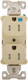 Duplex Receptacle, Tamper Resistant, Weather Resistant, 15A, 125V, NEMA 5-15R, Ivory