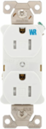 Duplex Receptacle, Tamper Resistant, Weather Resistant, 15A, 125V, NEMA 5-15R, White