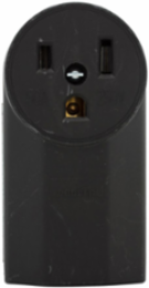 Eaton power device receptacle, #12 - 4 AWG, 50A, Surface, 250V, Back and bottom, Black, NEMA 6-50R, Two-pole, Three-wire, Two-pole, three-wire, grounding, Glass-filled nylon, Power